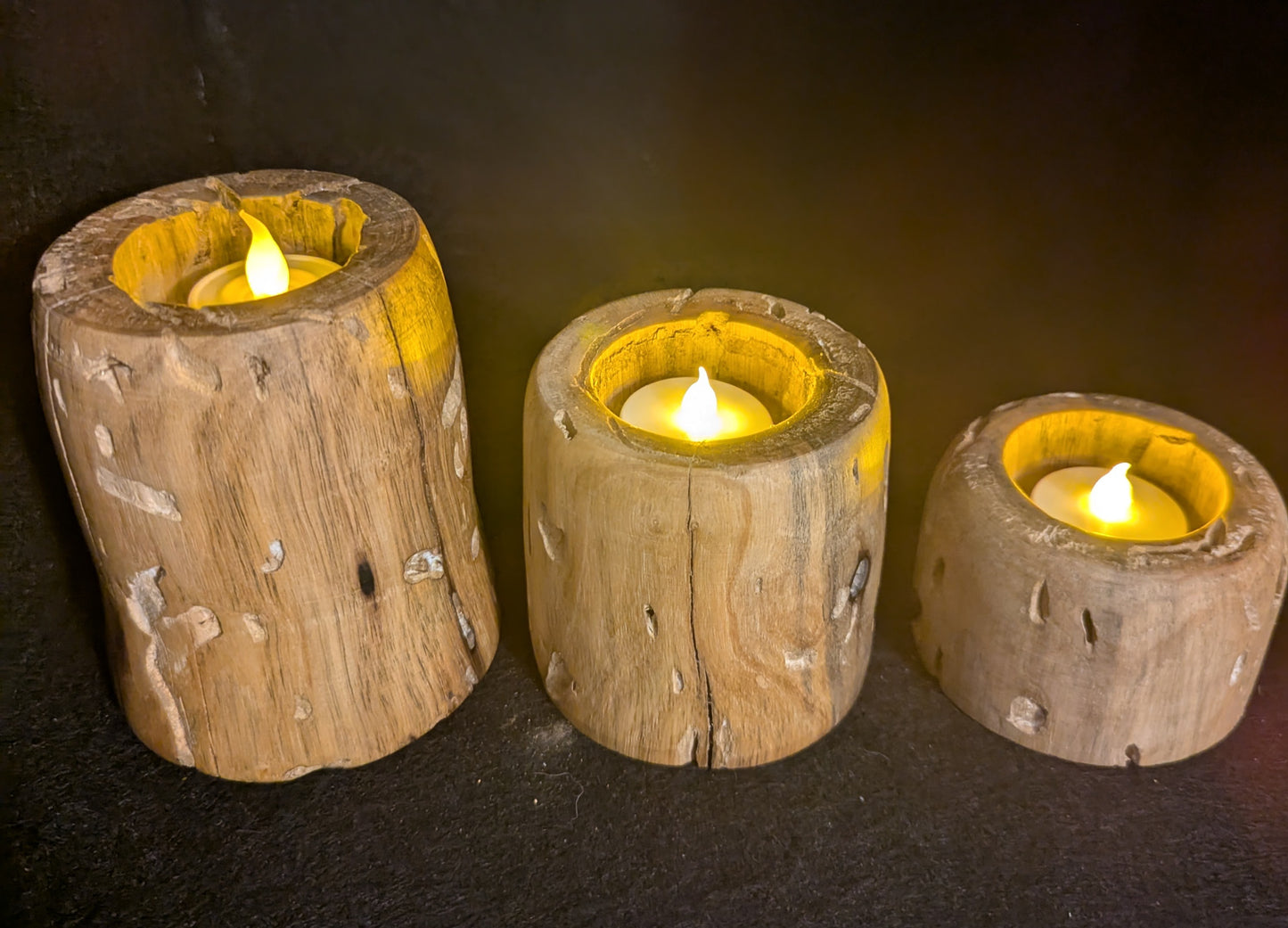 3 Candle Holder Set-Black Tupelo