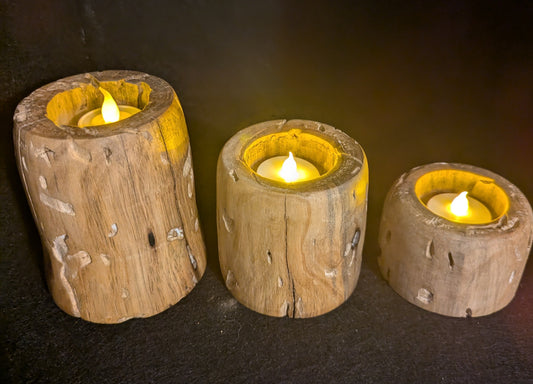3 Candle Holder Set-Black Tupelo