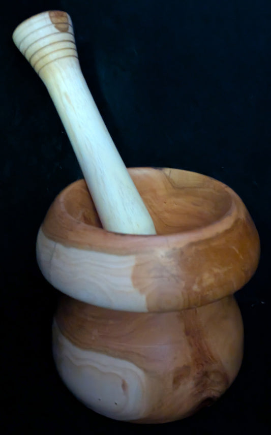 Cherry Mushroom Shaped Mortar and Walnut Pestle